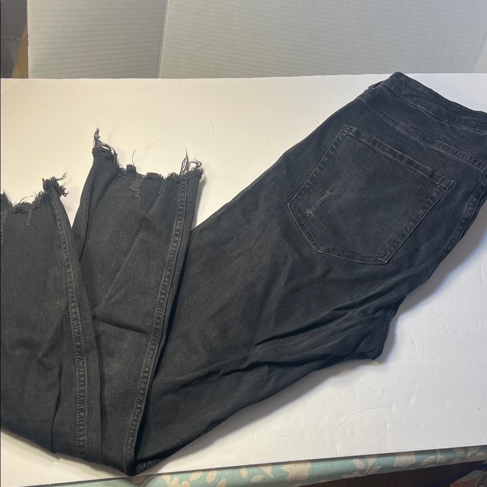 &Denim Women's Black Frayed Hem Skinny Jeans Size 32